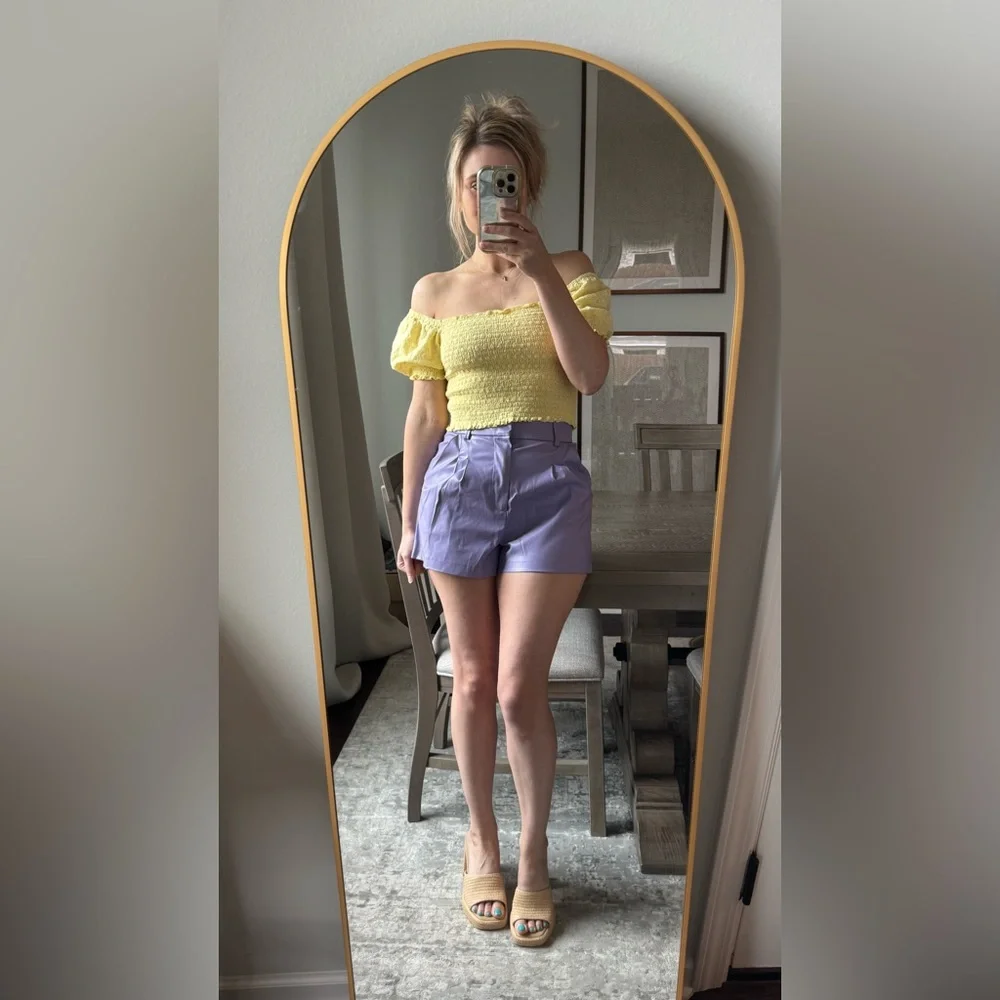 Lavender Purple Faux Leather Women's Shorts - Picture 9 of 16